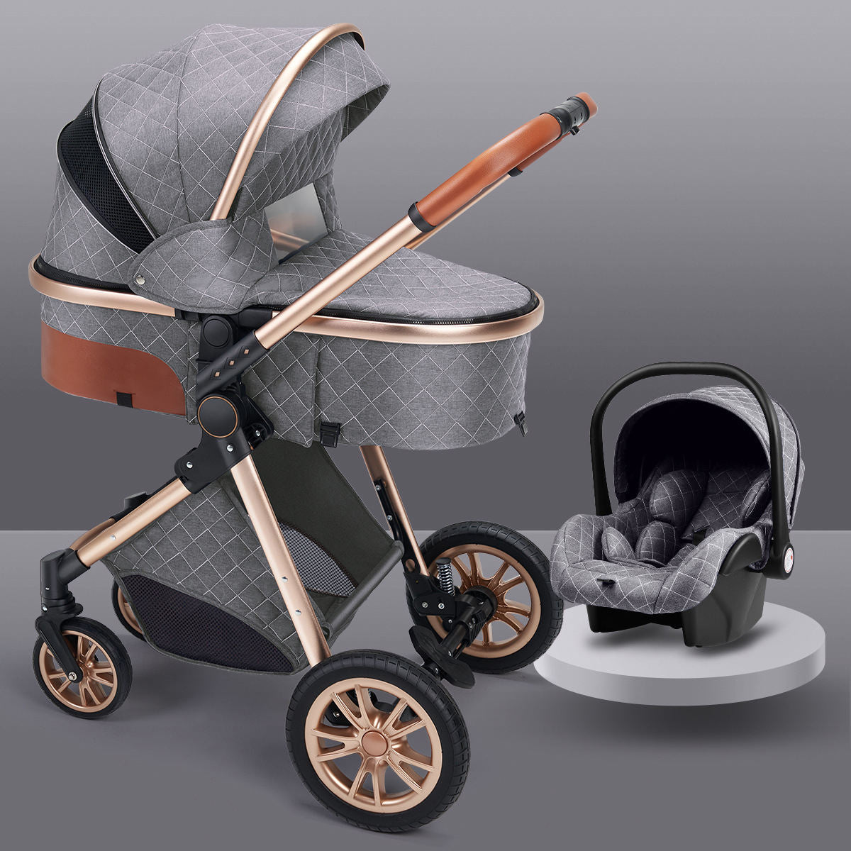 High Landscape Lightweight Folding Baby Stroller with Shock Absorption