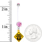 Pink CZ Gem Baby on Board Sign Dangle Pregnancy Belly Ring - LittleLullabyLoft