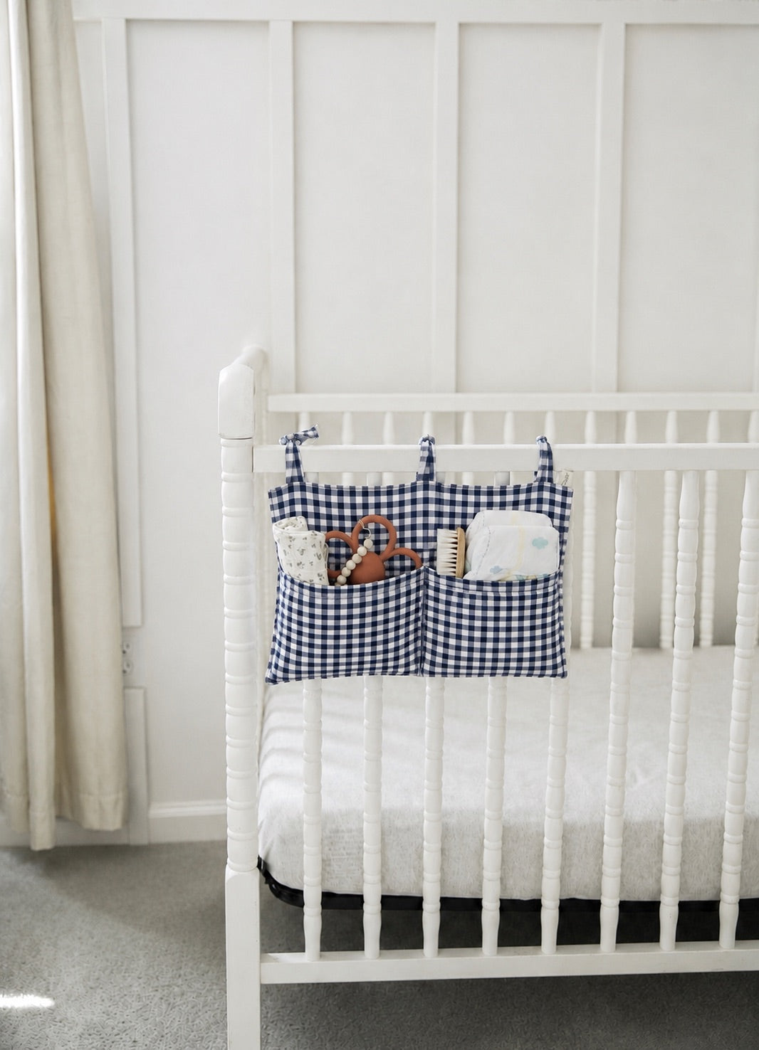 Baby Crib Diaper Caddy Storage Organizer Nursery Room - LittleLullabyLoft