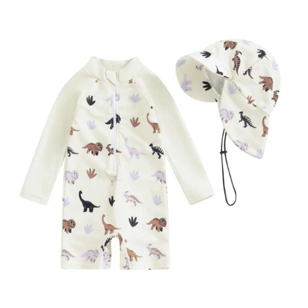 Baby Long-sleeved Onesie Swimsuit With Sun Protection for Boys And Girls - LittleLullabyLoft