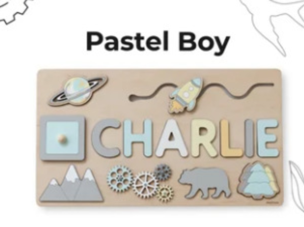 Personalized Baby Name Wooden Puzzle Toy - LittleLullabyLoft