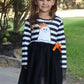 Fall Halloween Ghost Baby Girls Tutu Skirt Long Sleeve Stripe Dress