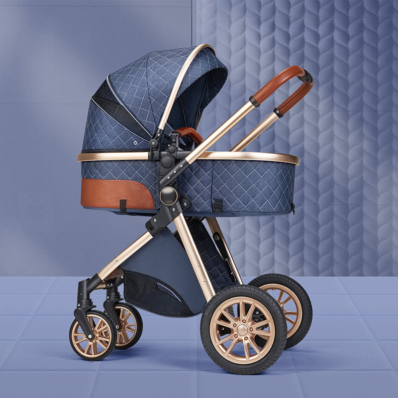 High Landscape Lightweight Folding Baby Stroller with Shock Absorption