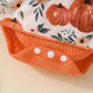 stylesilove Infant Baby Girl Orange Fall Pumpkin Long Sleeve Lace Romper Dress & Bow Headband 2pcs Autumn Harvest Outfit
