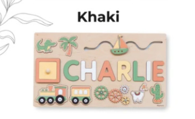 Personalized Baby Name Wooden Puzzle Toy - LittleLullabyLoft