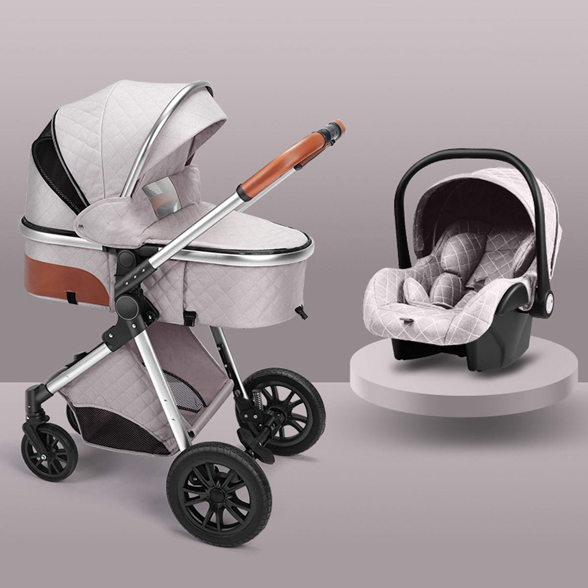 High Landscape Lightweight Folding Baby Stroller with Shock Absorption