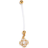 Clear Gem Bioplast Golden Glamour Dangle PTFE Pregnancy Belly Ring - LittleLullabyLoft