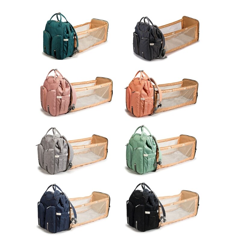 Portable Folding Crib Diaper Backpack with Changing Pad Travel