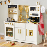 Tiny Land® Iconic Wooden Play Kitchen – Cream Pretend Cooking Set for Kids - LittleLullabyLoft