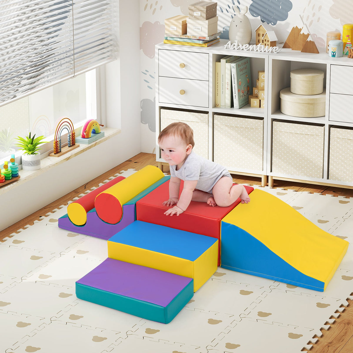 Colorful 7-Piece Foam Climbing Blocks for Toddlers – Safe Indoor Play Set
