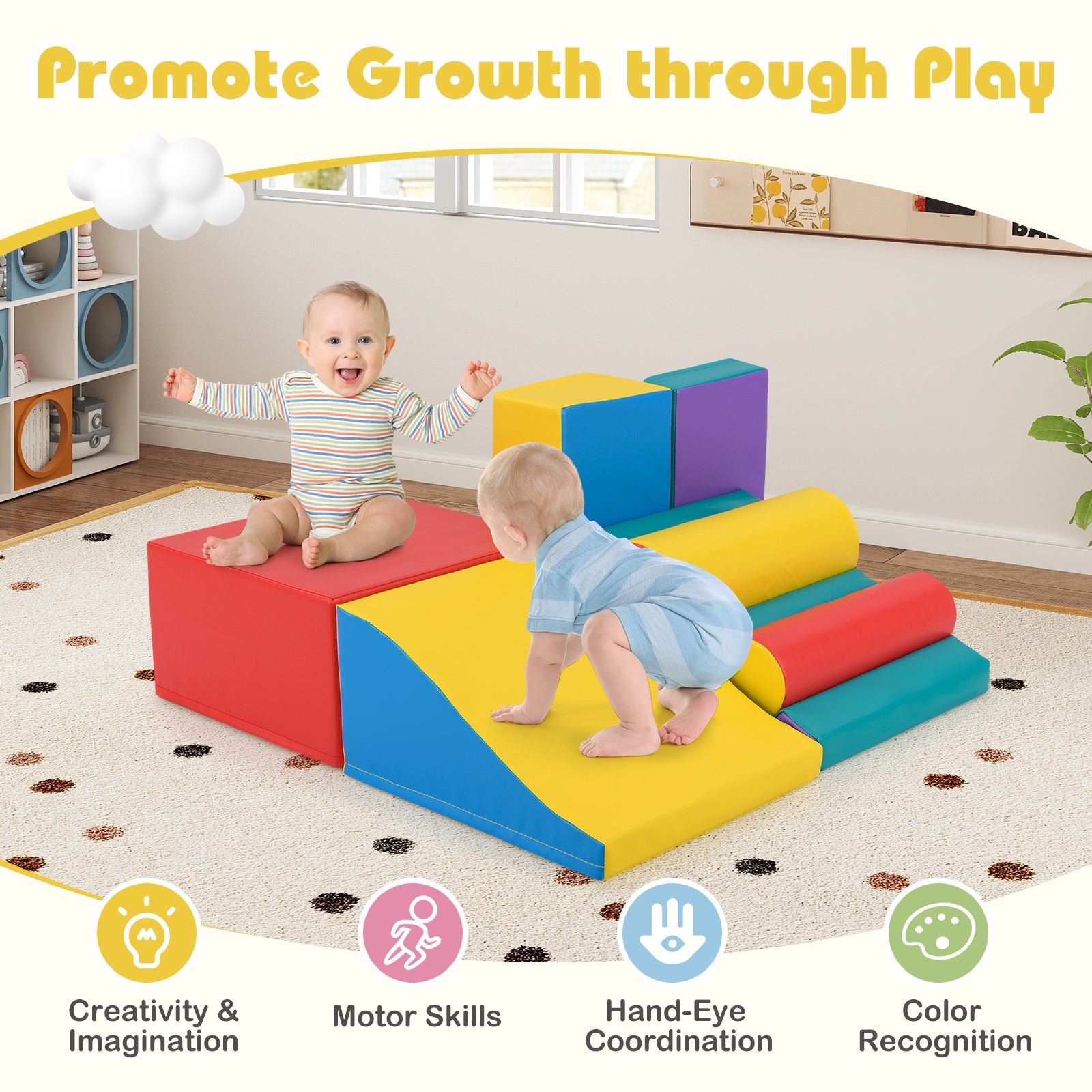 7-Piece Foam Blocks for Toddlers Soft Climbing Toys Indoor Play for Babies