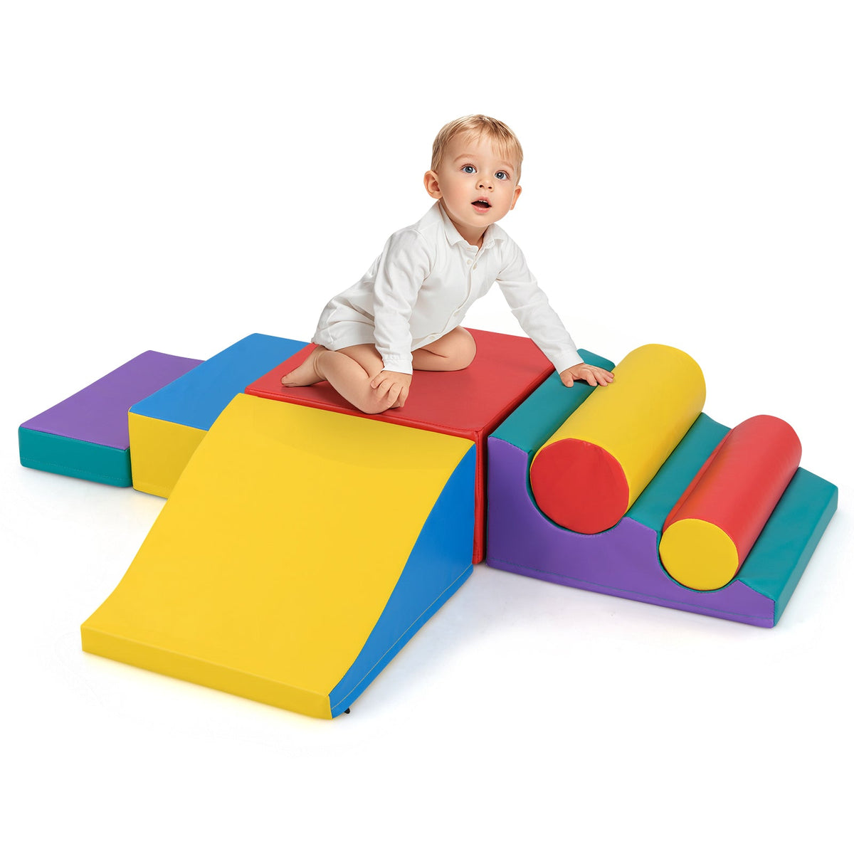 Colorful 7-Piece Foam Climbing Blocks for Toddlers – Safe Indoor Play Set