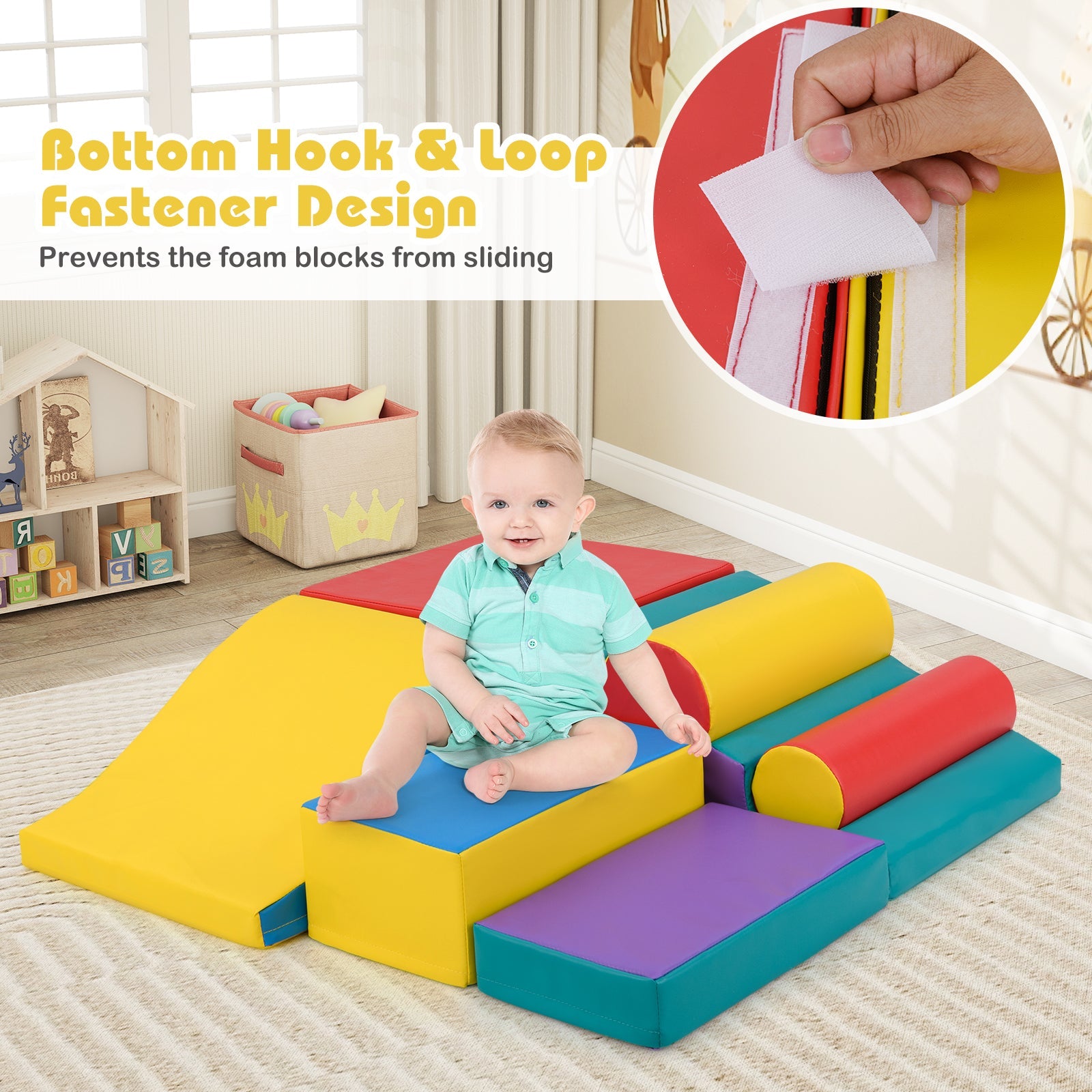 7-Piece Foam Blocks for Toddlers Soft Climbing Toys Indoor Play for Babies