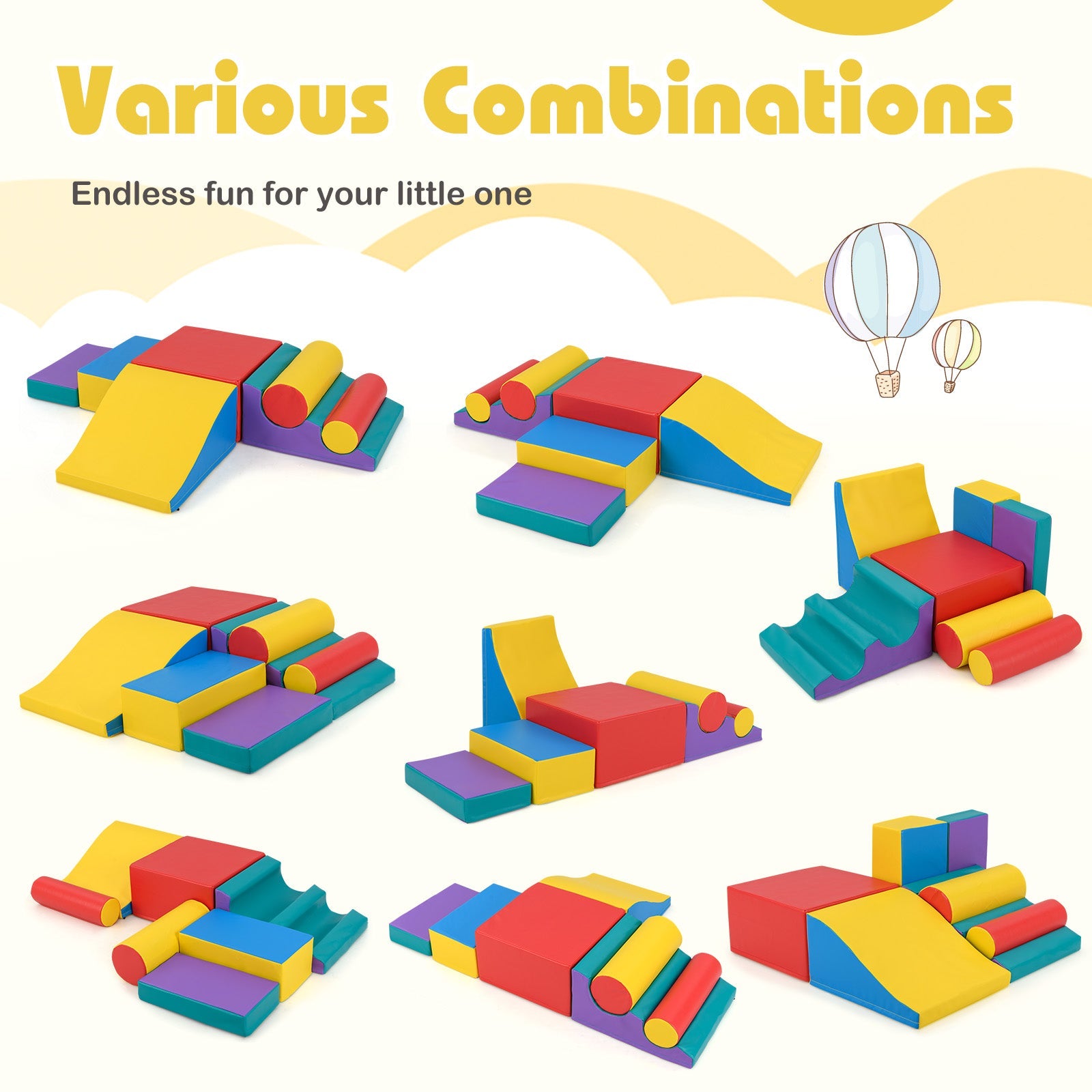 7-Piece Foam Blocks for Toddlers Soft Climbing Toys Indoor Play for Babies