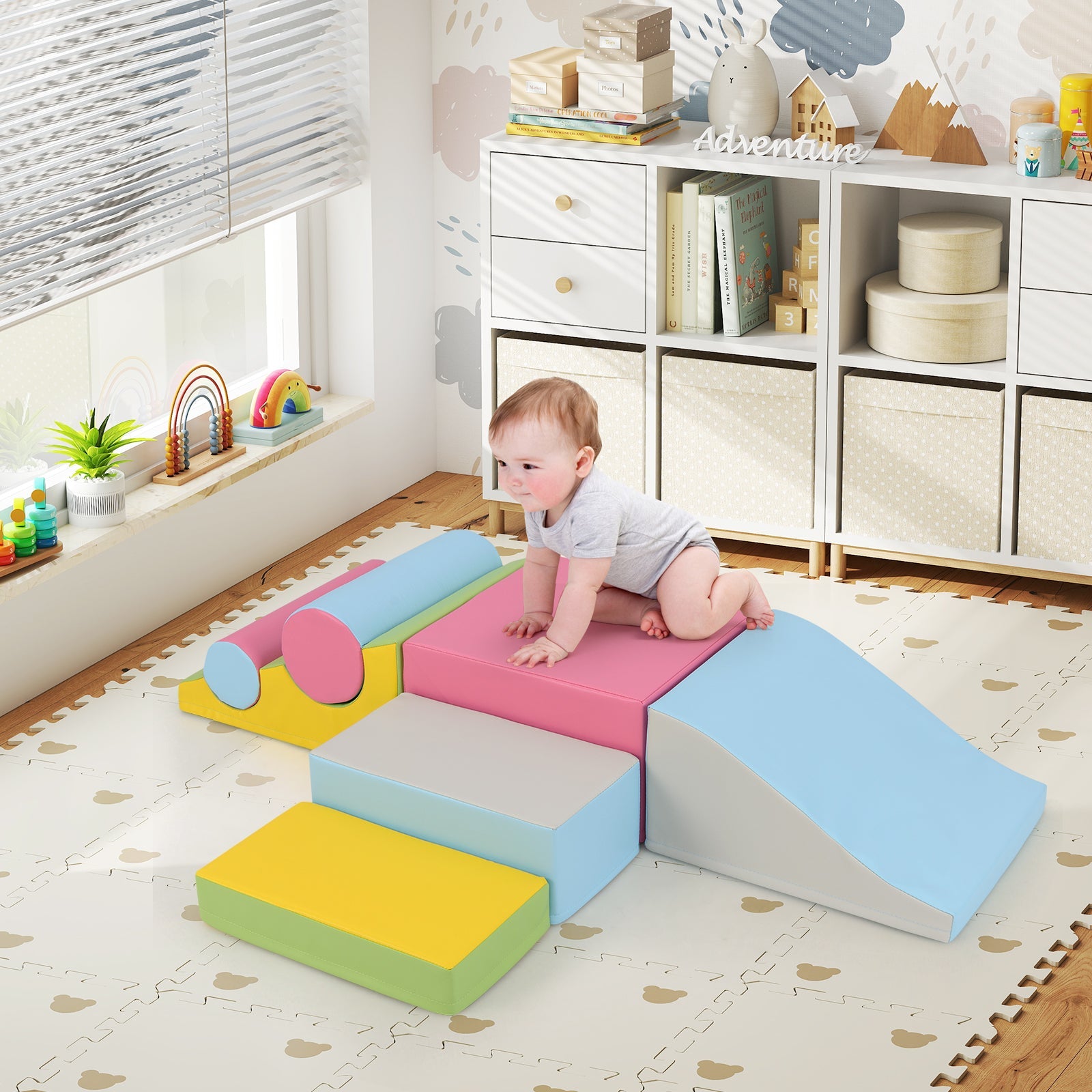 7-Piece Foam Blocks for Toddlers Soft Climbing Toys Indoor Play for Babies