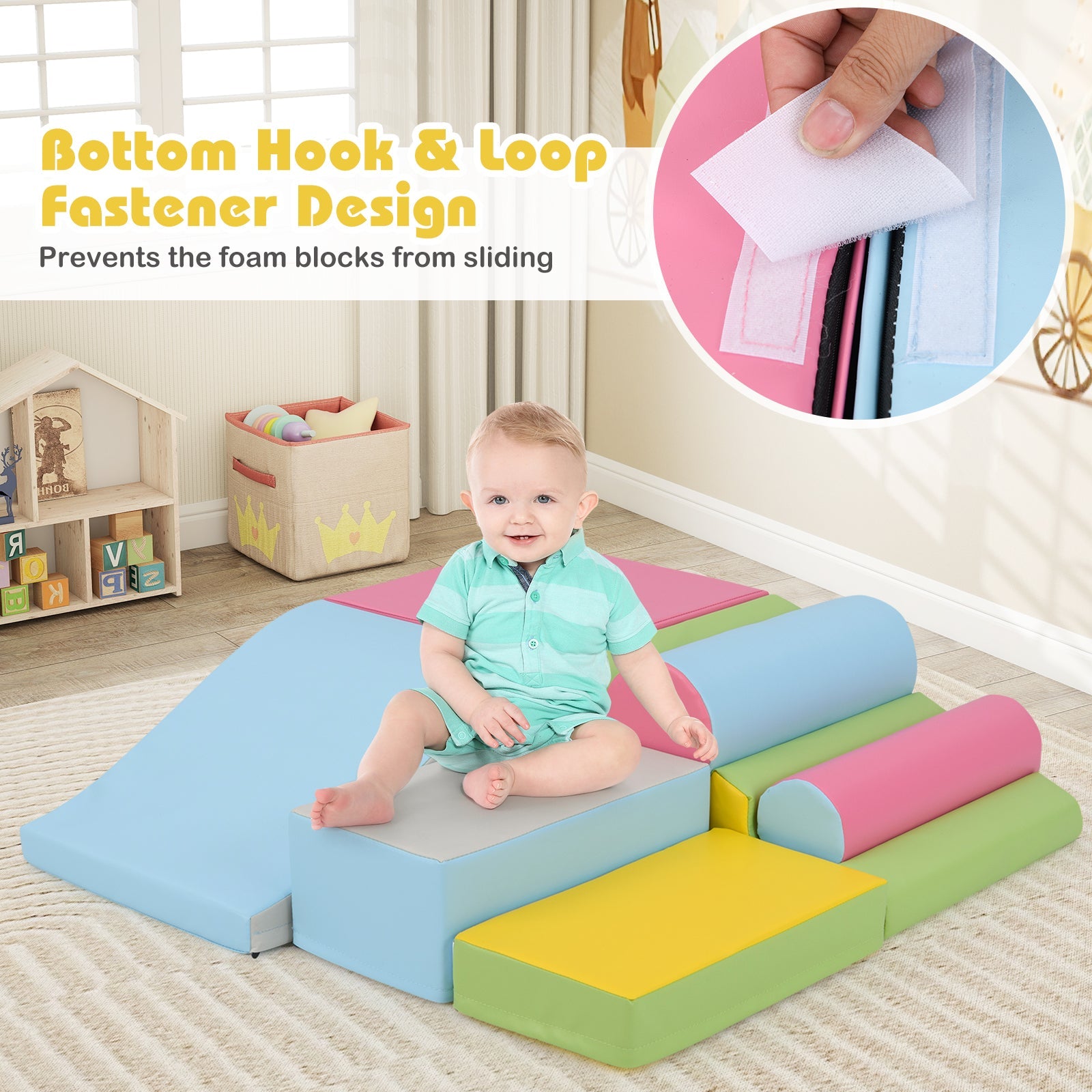 7-Piece Foam Blocks for Toddlers Soft Climbing Toys Indoor Play for Babies