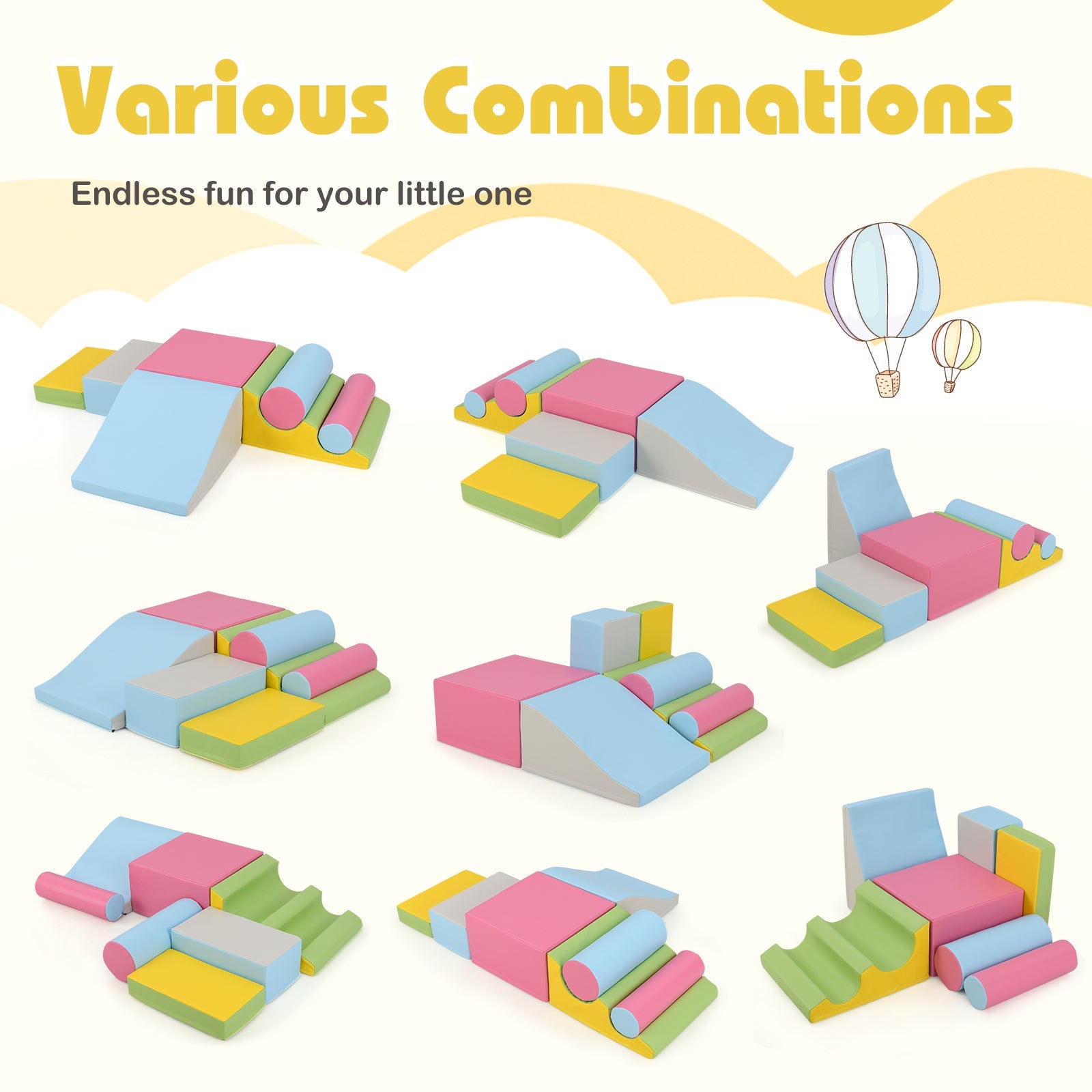 7-Piece Foam Blocks for Toddlers Soft Climbing Toys Indoor Play for Babies
