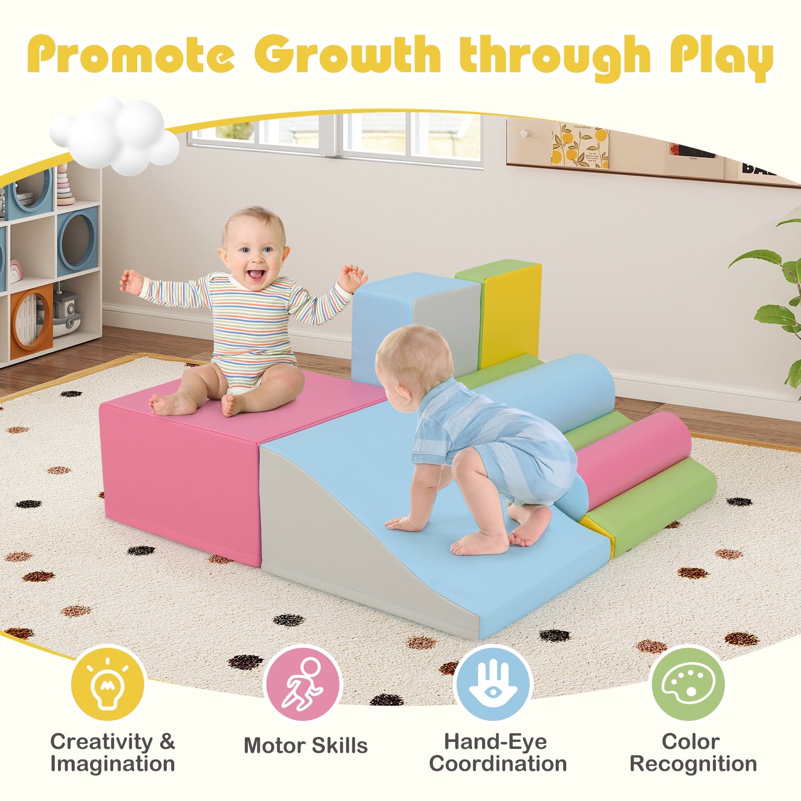 7-Piece Foam Blocks for Toddlers Soft Climbing Toys Indoor Play for Babies