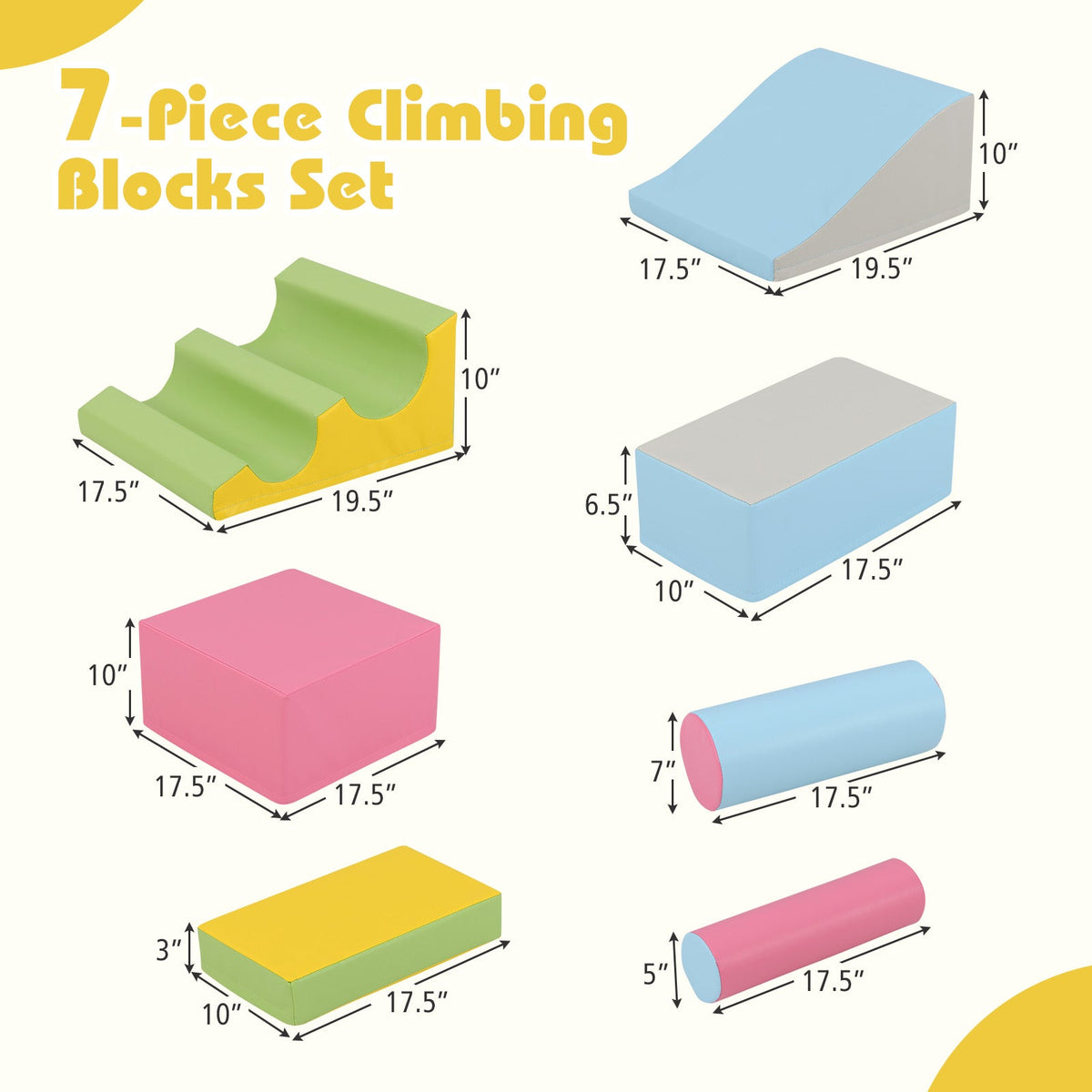 Colorful 7-Piece Foam Climbing Blocks for Toddlers – Safe Indoor Play Set