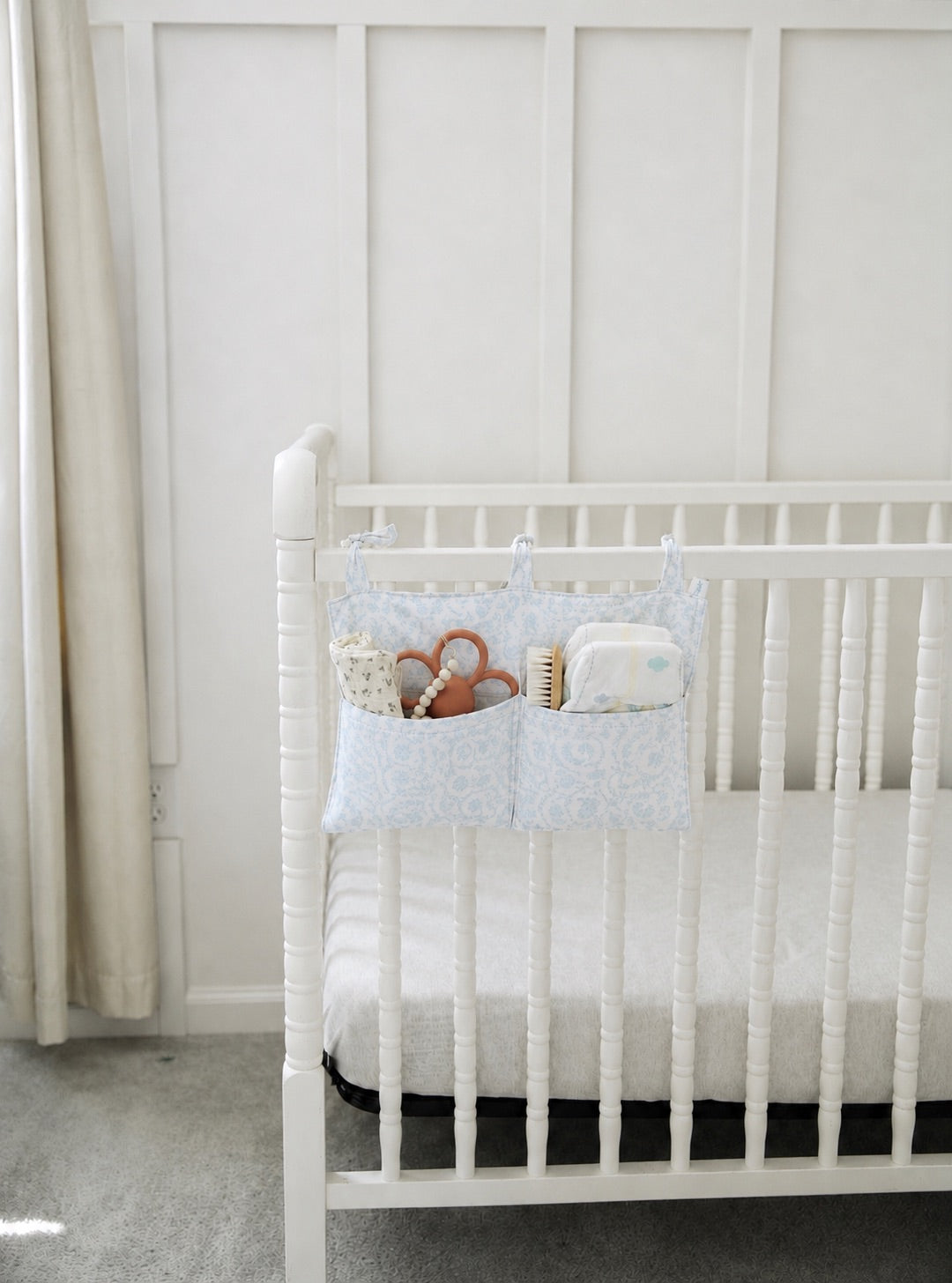Baby Crib Diaper Caddy Storage Organizer Nursery Room - LittleLullabyLoft