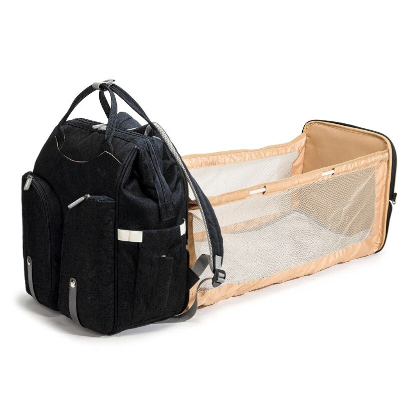 Portable Folding Crib Diaper Backpack with Changing Pad Travel