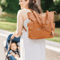 The Lillian Diaper Bag - Cognac - LittleLullabyLoft