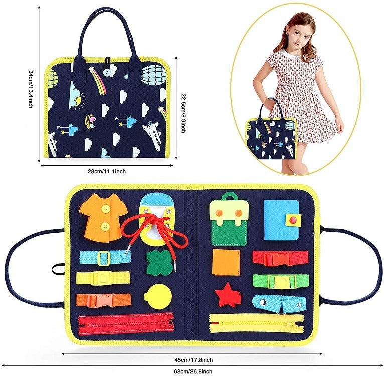 Children's Busy Board Dressing and Buttoning Learning Book Toy