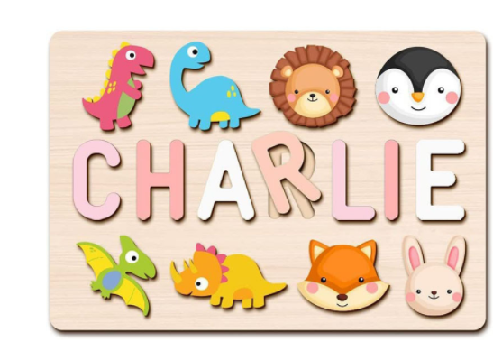 Personalized Baby Name Wooden Puzzle Toy - LittleLullabyLoft