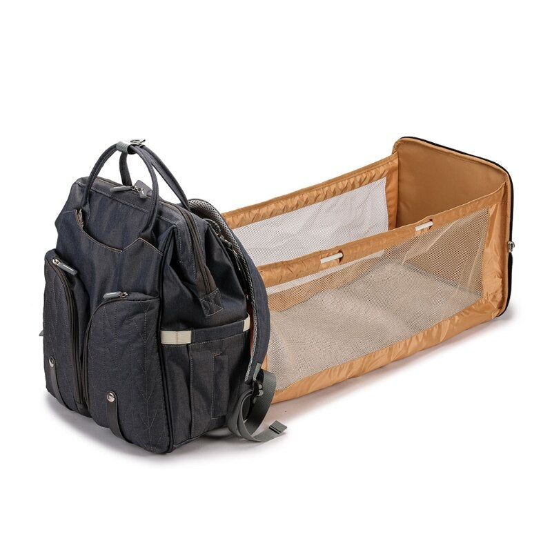 Portable Folding Crib Diaper Backpack with Changing Pad Travel