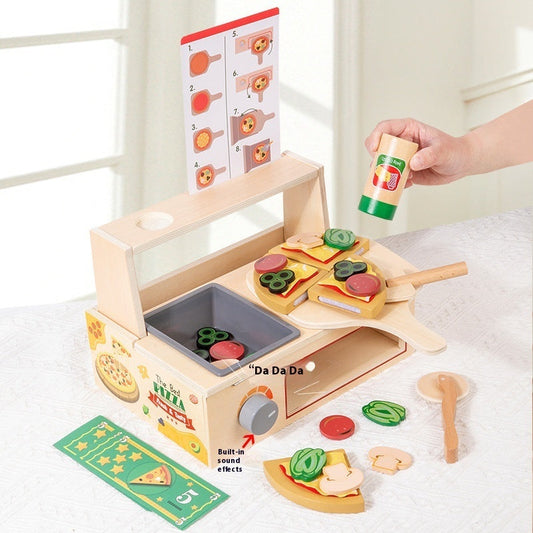 Children's Wooden Pizza Oven Kitchen Pretend Play Toy - LittleLullabyLoft