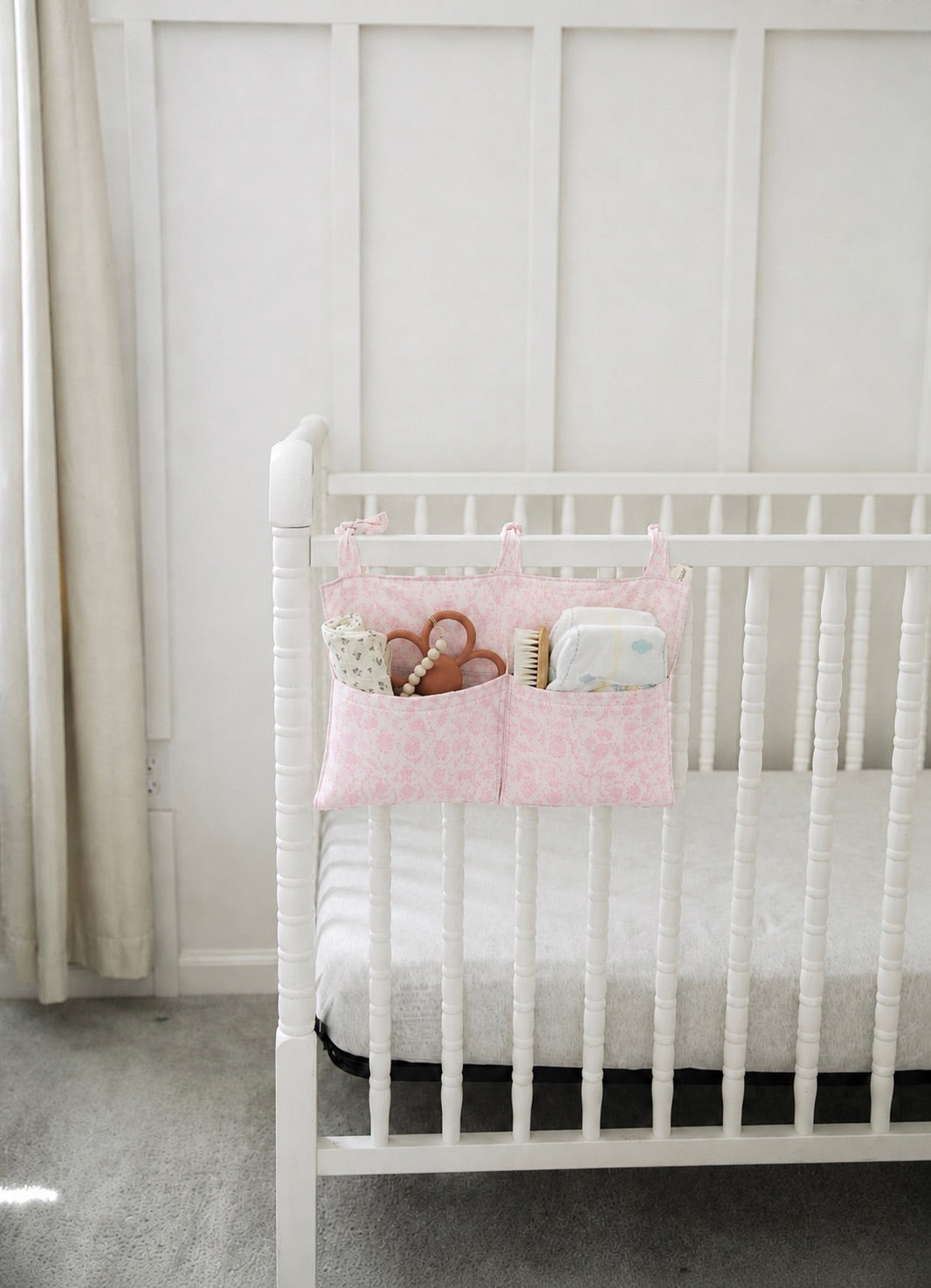 Baby Crib Diaper Caddy Storage Organizer Nursery Room - LittleLullabyLoft