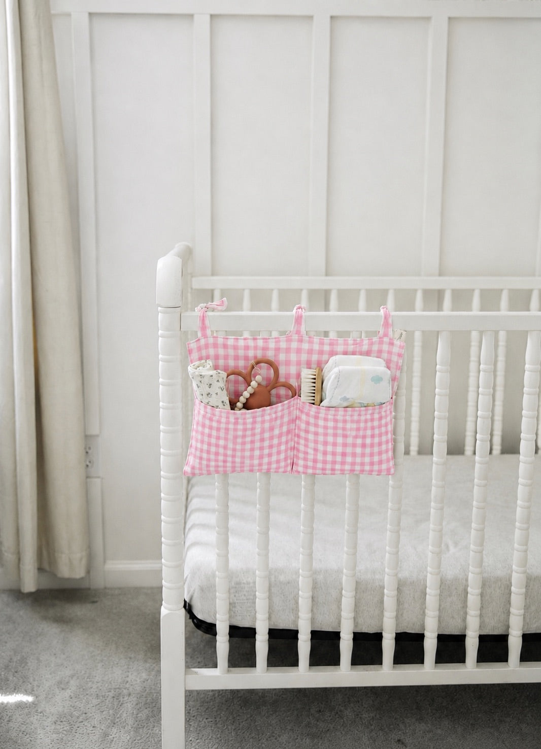 Baby Crib Diaper Caddy Storage Organizer Nursery Room - LittleLullabyLoft