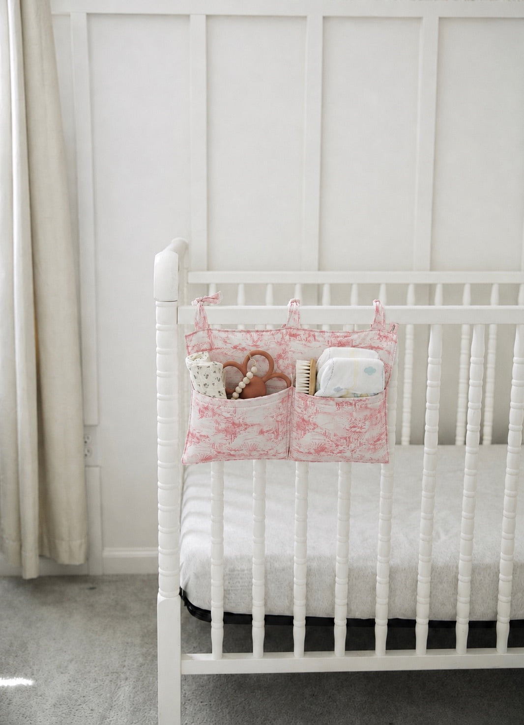Baby Crib Diaper Caddy Storage Organizer Nursery Room - LittleLullabyLoft