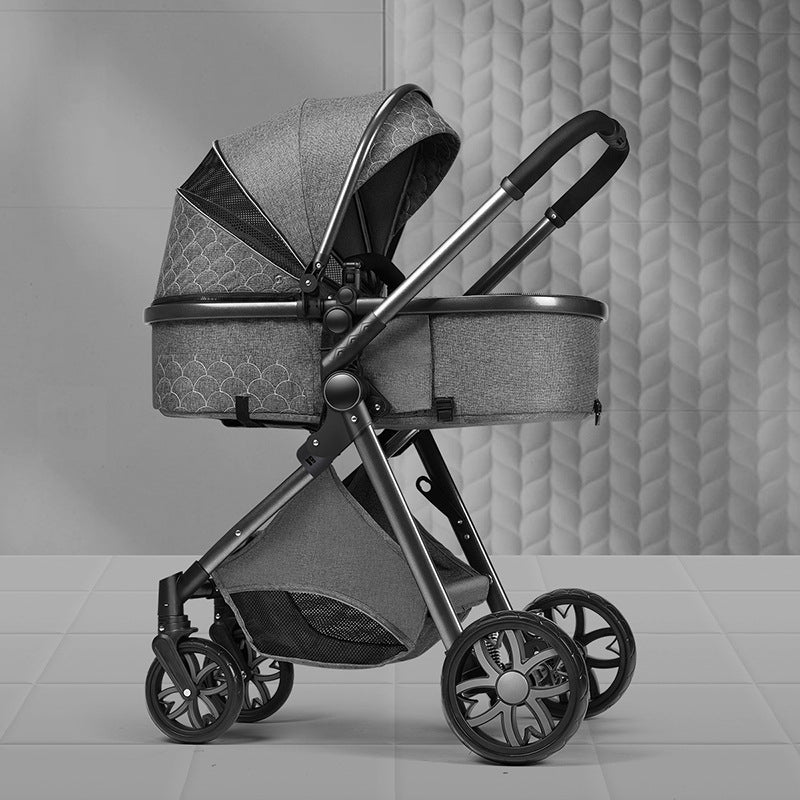 High Landscape Lightweight Folding Baby Stroller with Shock Absorption