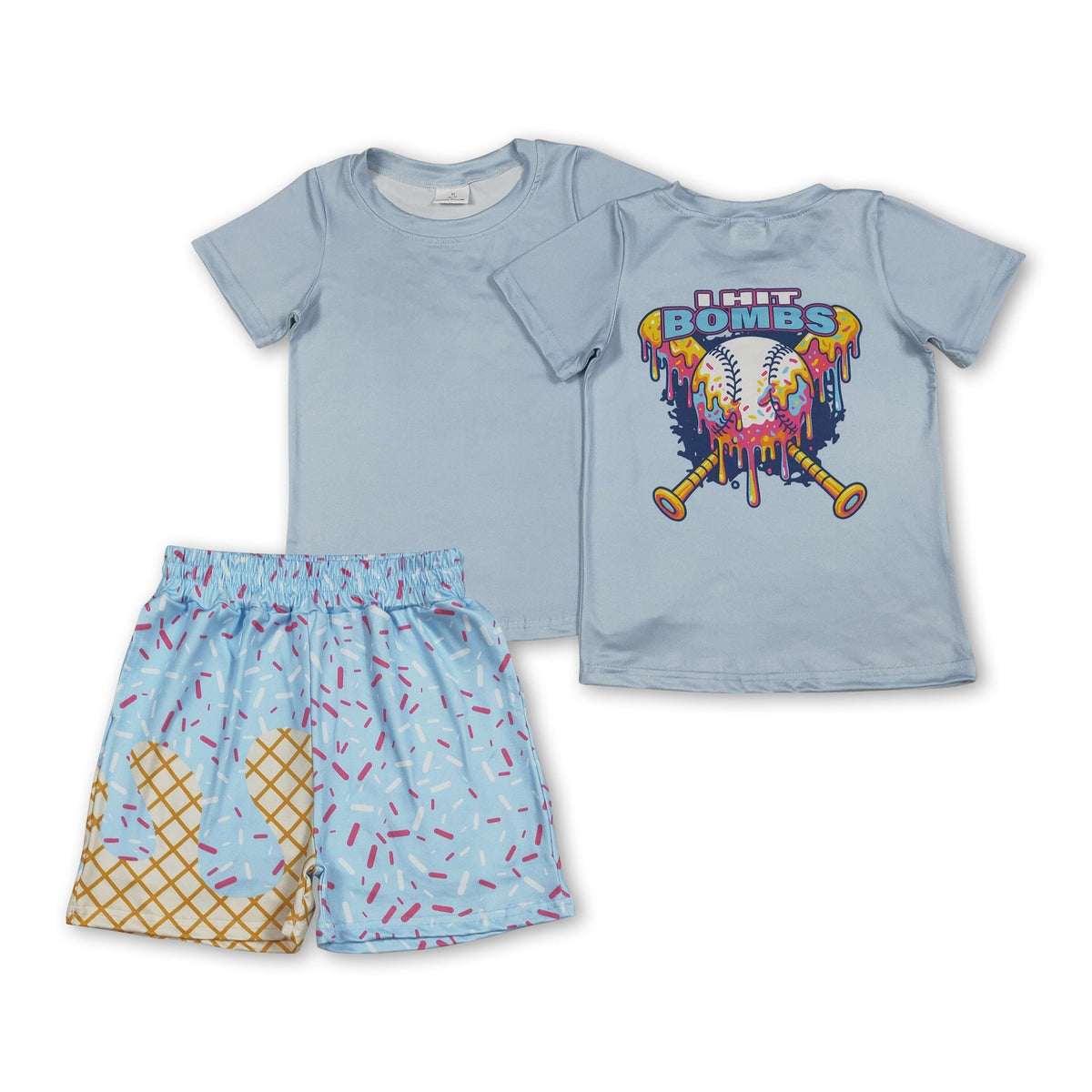 Baseball top ice cream sprinkle shorts boys clothes - LittleLullabyLoft