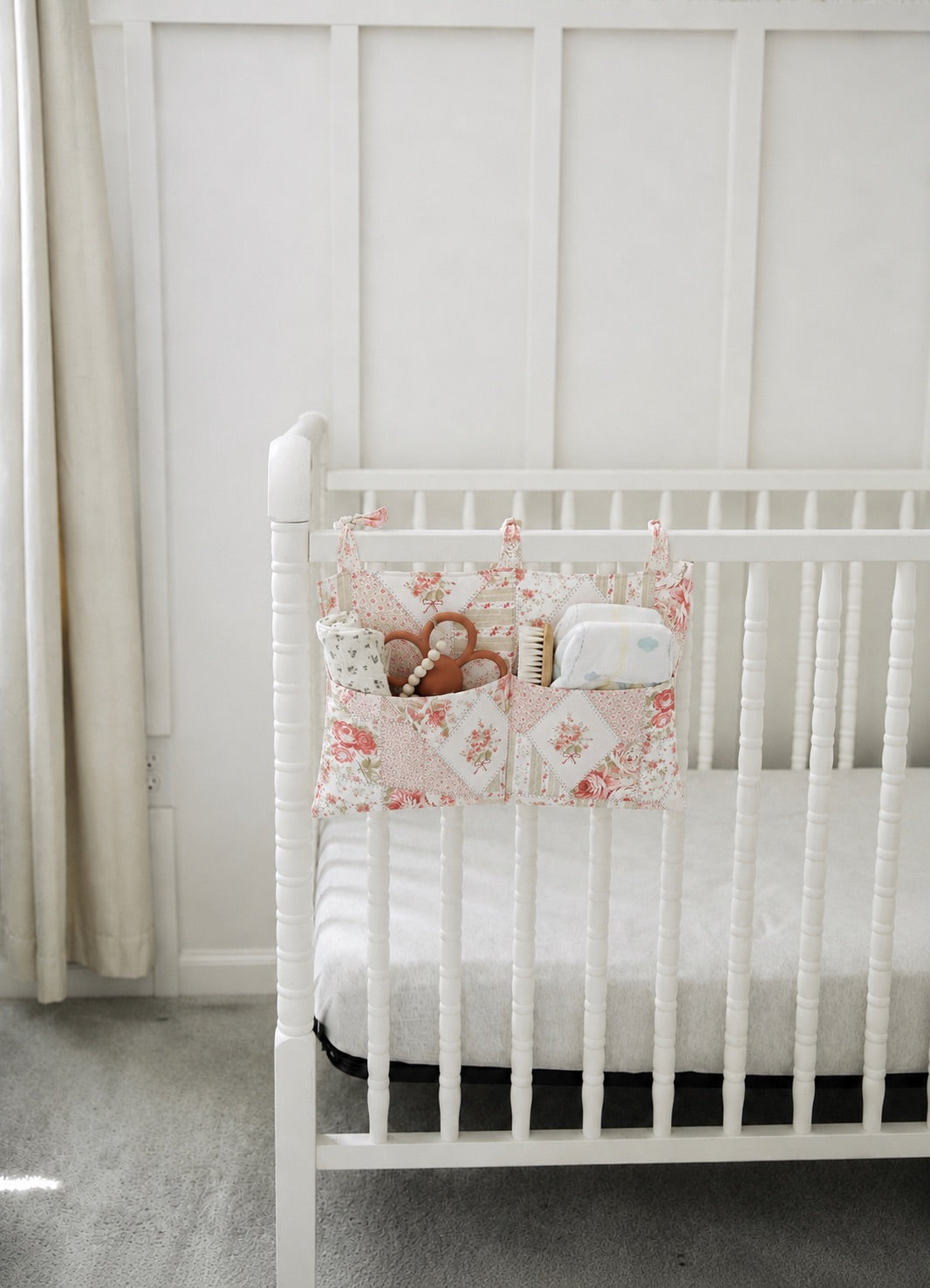 Baby Crib Diaper Caddy Storage Organizer Nursery Room - LittleLullabyLoft