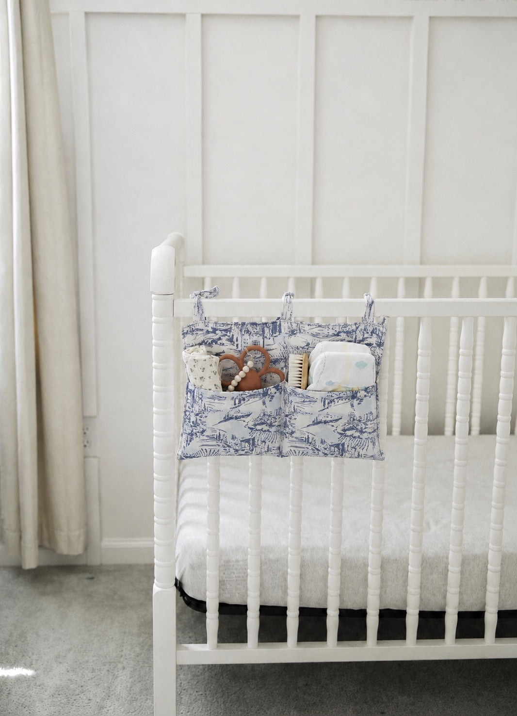 Baby Crib Diaper Caddy Storage Organizer Nursery Room - LittleLullabyLoft
