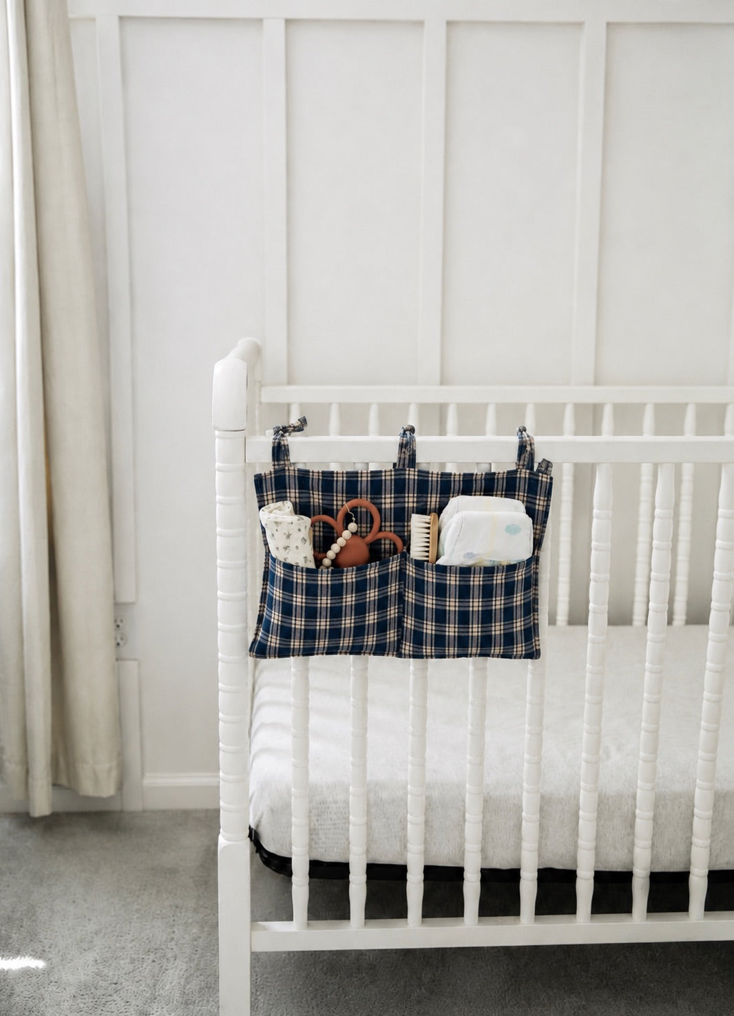 Baby Crib Diaper Caddy Storage Organizer Nursery Room - LittleLullabyLoft