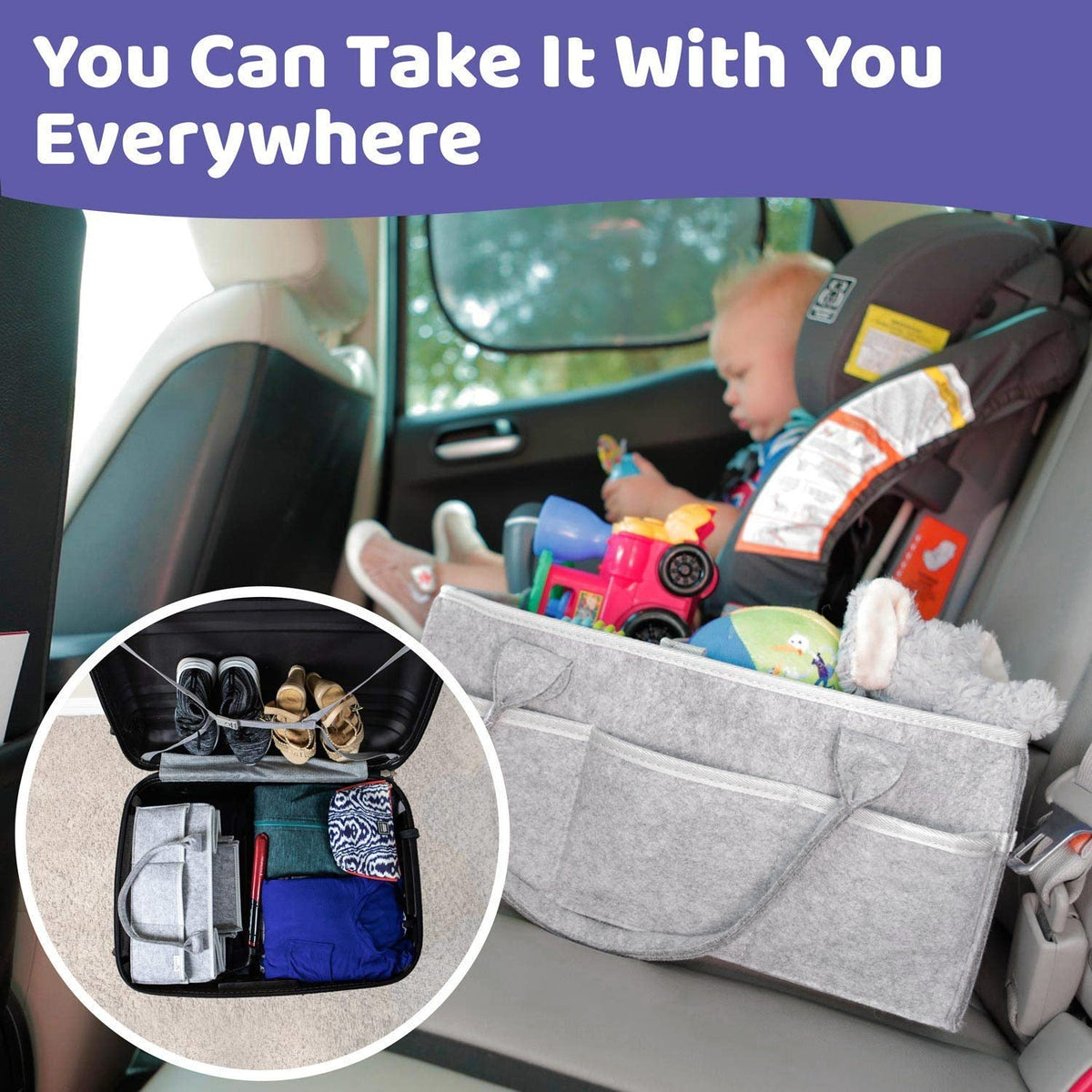Baby Diaper Caddy Organizer Portable Holder Bag for Changing Table and Car, Nursery Essentials Storage bins 38*23*18cm - LittleLullabyLoft