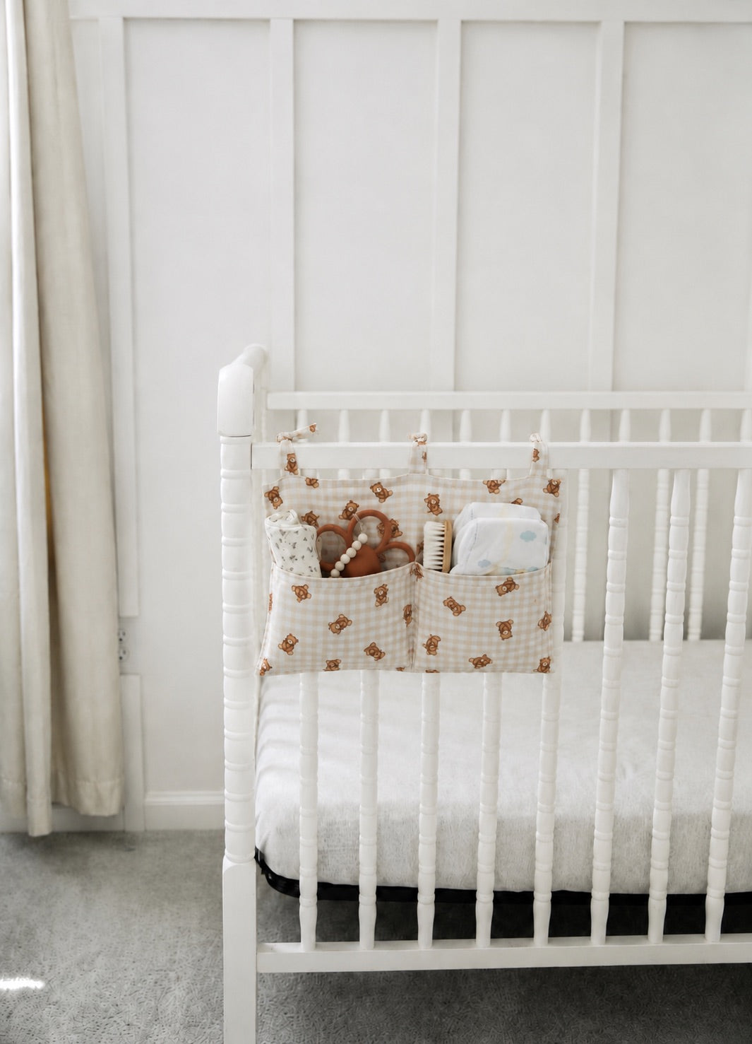 Baby Crib Diaper Caddy Storage Organizer Nursery Room - LittleLullabyLoft