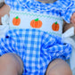 Fall Thanksgiving& Halloween Blue Pumpkin Smock Embroidery Baby Girl Romper