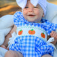 Fall Thanksgiving& Halloween Blue Pumpkin Smock Embroidery Baby Girl Romper