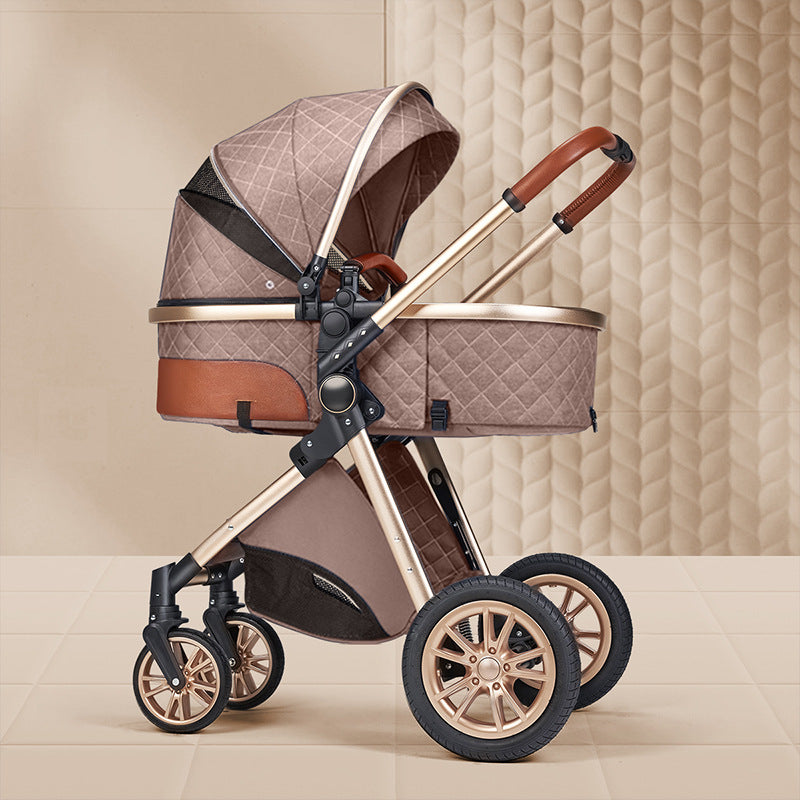 High Landscape Lightweight Folding Baby Stroller with Shock Absorption