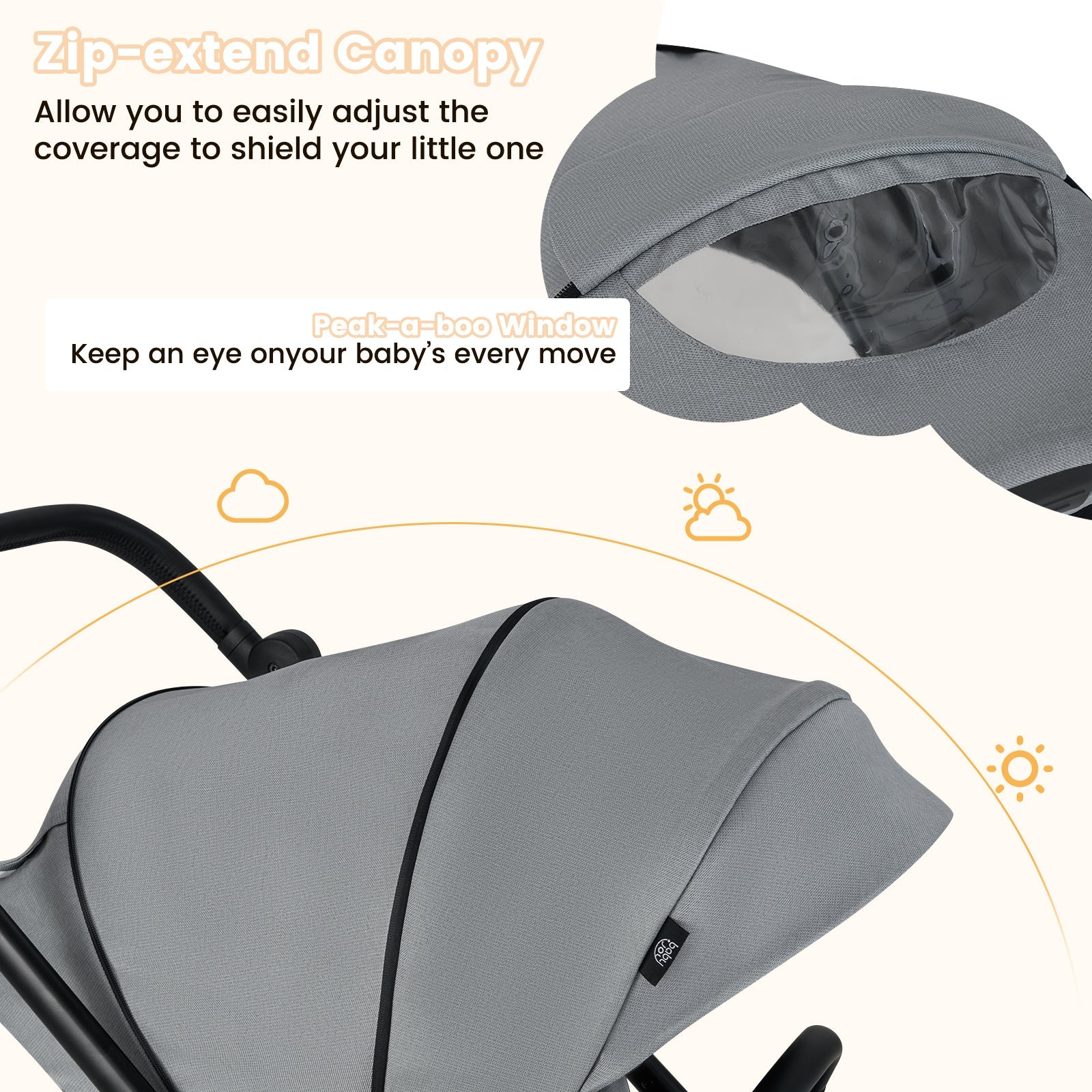 Foldable Infant Pram Stroller with Reversible Reclining Seat