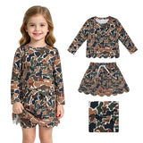 Long sleeves brown camo scallop top skirt girls outfit - LittleLullabyLoft