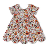 Short sleeves floral scallop kids girls summer dress - LittleLullabyLoft