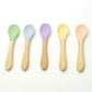 2PCS  Bamboo Training Spoons Organic Soft Baby Feeding Silicone Tip Spoon Scoop Easy Grip Handle Toddlers Infant Gifts For Parents And Baby Boys Or Girls - LittleLullabyLoft