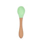 2PCS  Bamboo Training Spoons Organic Soft Baby Feeding Silicone Tip Spoon Scoop Easy Grip Handle Toddlers Infant Gifts For Parents And Baby Boys Or Girls - LittleLullabyLoft