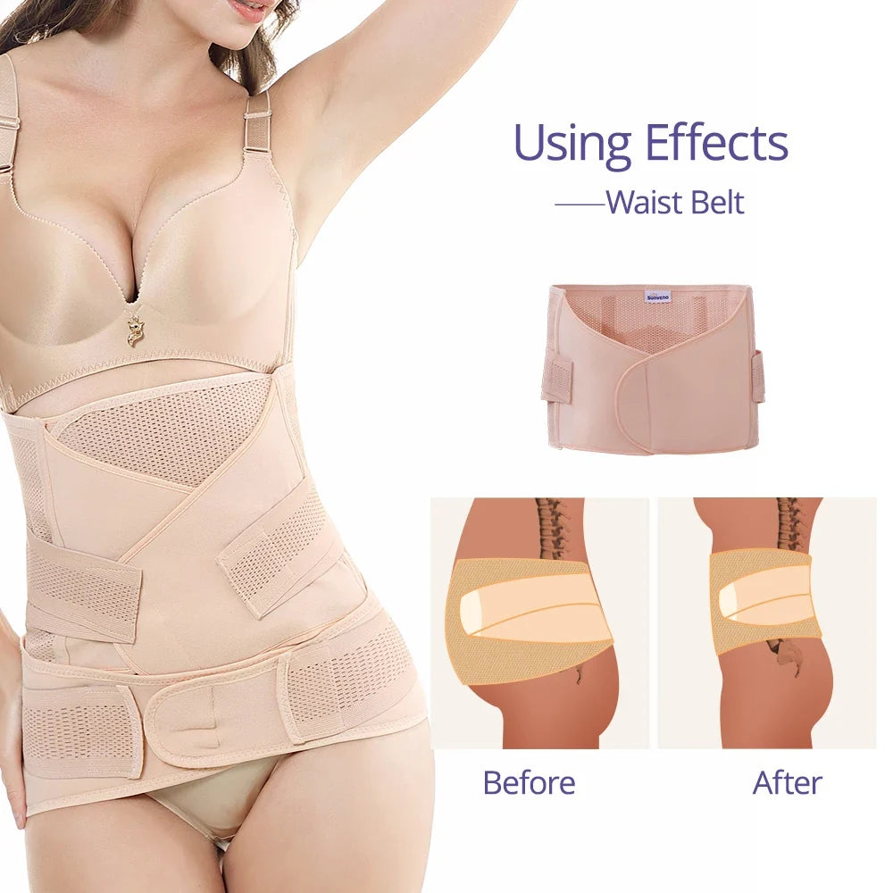 3in1 Belly/Abdomen/Pelvis Postpartum Belt Body Recovery Shapewear Belly Slim Waist Cinchers Breathable Waist Trainer Corset - LittleLullabyLoft