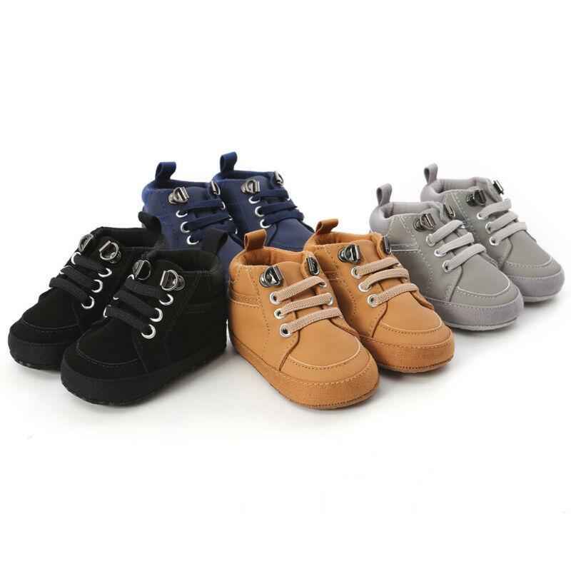 Warm Infant Baby First Walkers Soft Sole Newborn Leather High Top Non-slip Shoes Sneaker Baby Shoes - LittleLullabyLoft